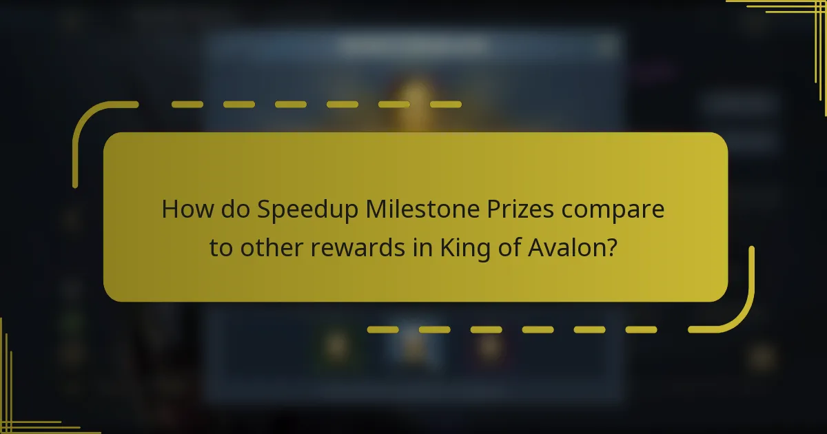 How do Speedup Milestone Prizes compare to other rewards in King of Avalon?